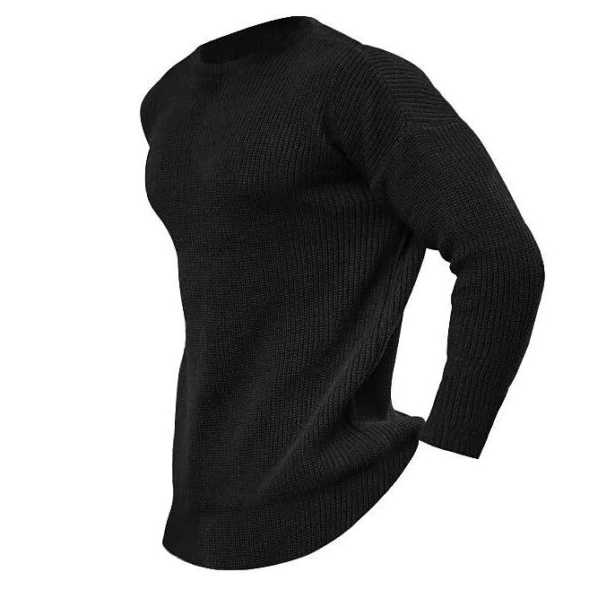 Herren Pullover Strickpullover Rundhals Einfarbig
