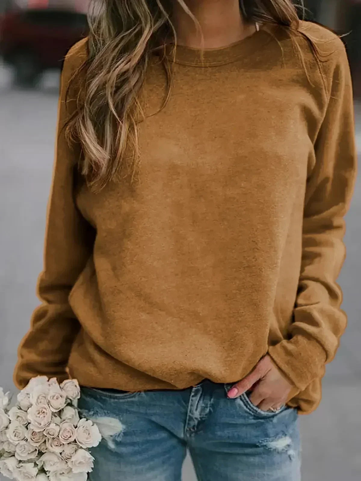 Women's Autumn/Winter Tops Long-sleeved Crew-neck T-shirt