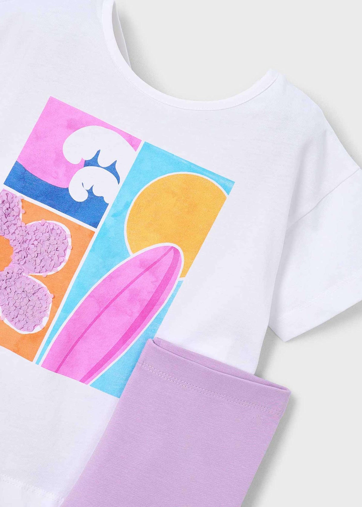 Girl's cropped leggings and T-shirt set