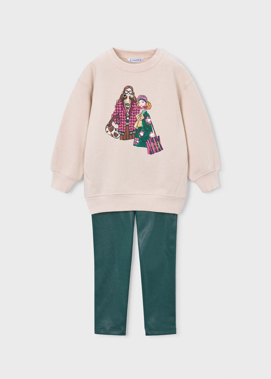 Girls' leggings and sweatshirt set