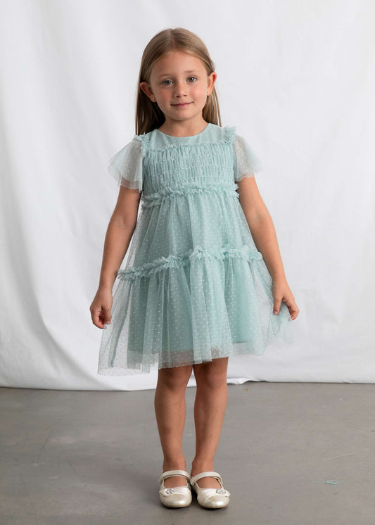 Mädchenkleid aus Plumetis-Tüll