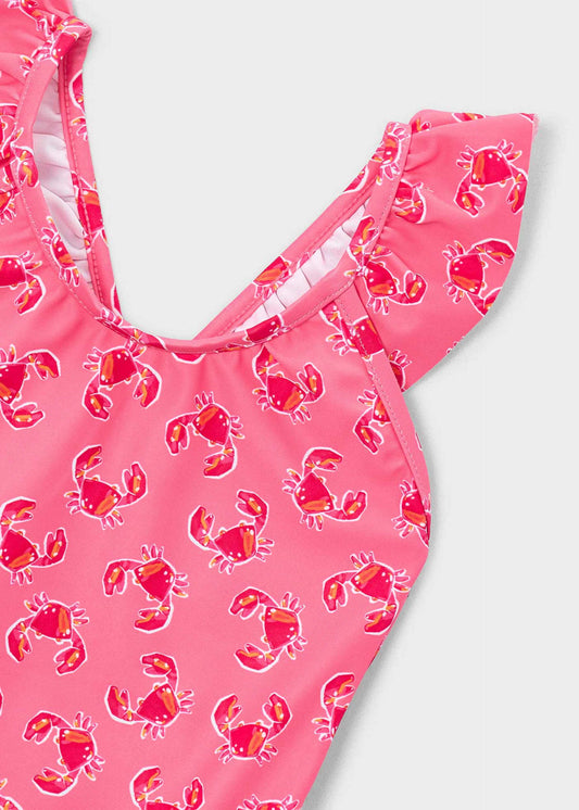 Girls' printed ruffle swimsuit