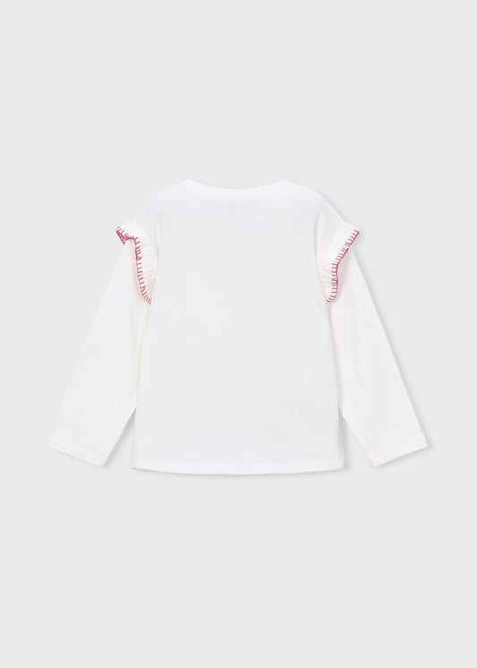 Girls' ruffled-sleeve T-shirt