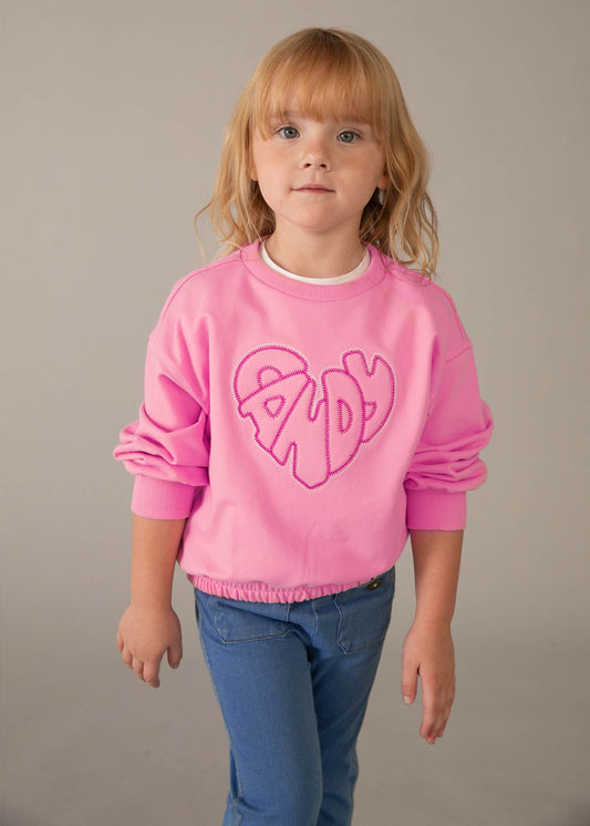 Mädchen-Sweatshirt mit gestickten Buchstaben