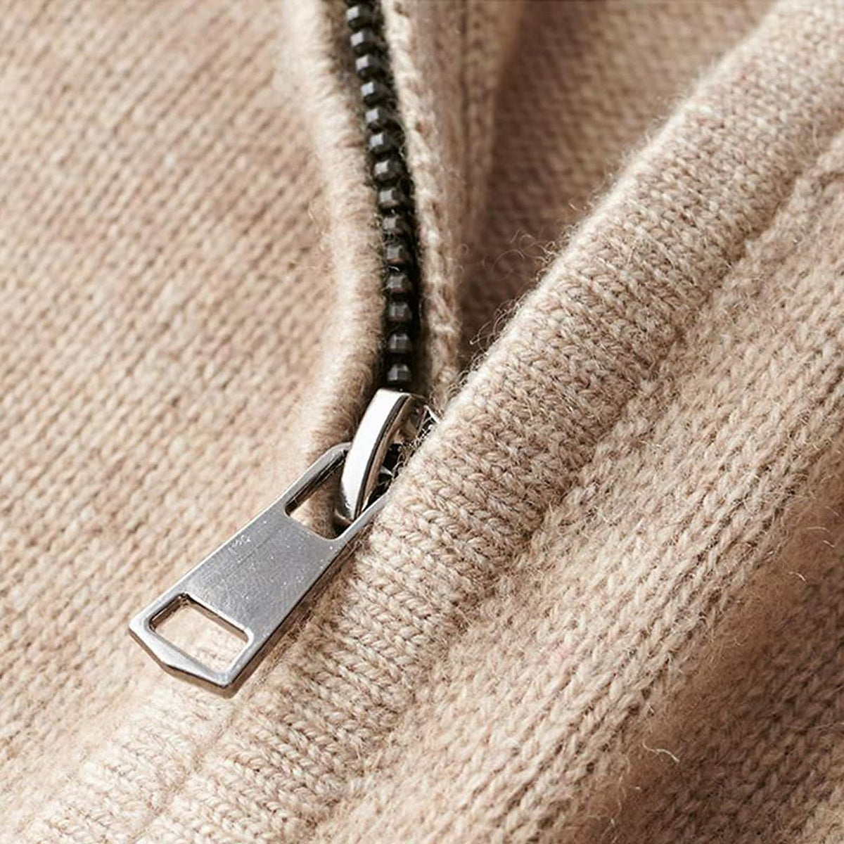 Herren Pullover Strick Einfarbig Stehkragen Halb Reißverschluss Pullover