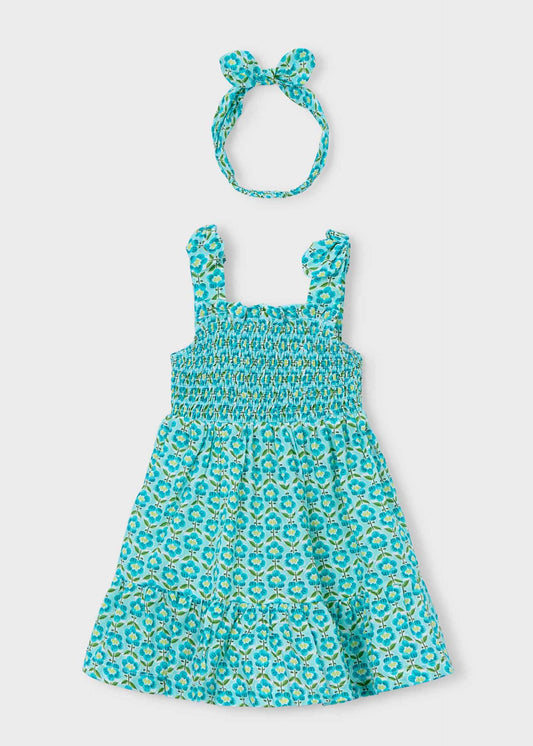 Gedrucktes Kleid mit Stirnband für Mädchen