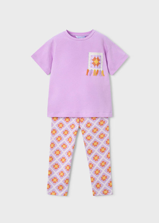 Printed leggings and T-shirt set for girls