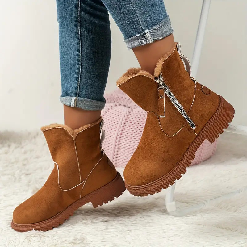 Gefütterte Damen-Martinsstiefel mit Reißverschluss