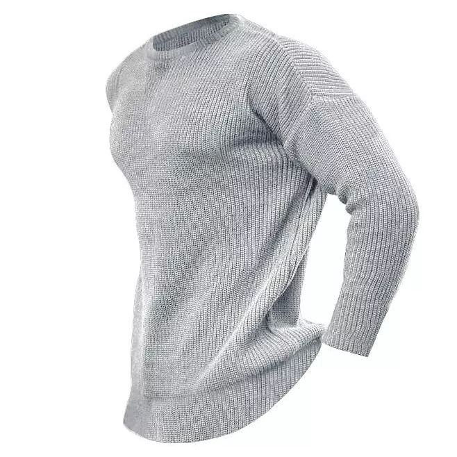 Herren Pullover Strickpullover Rundhals Einfarbig