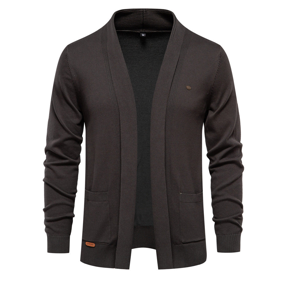 Herren Lässige Strickjacke im Vintage-Stil mit V-Ausschnitt und offener Vorderseite