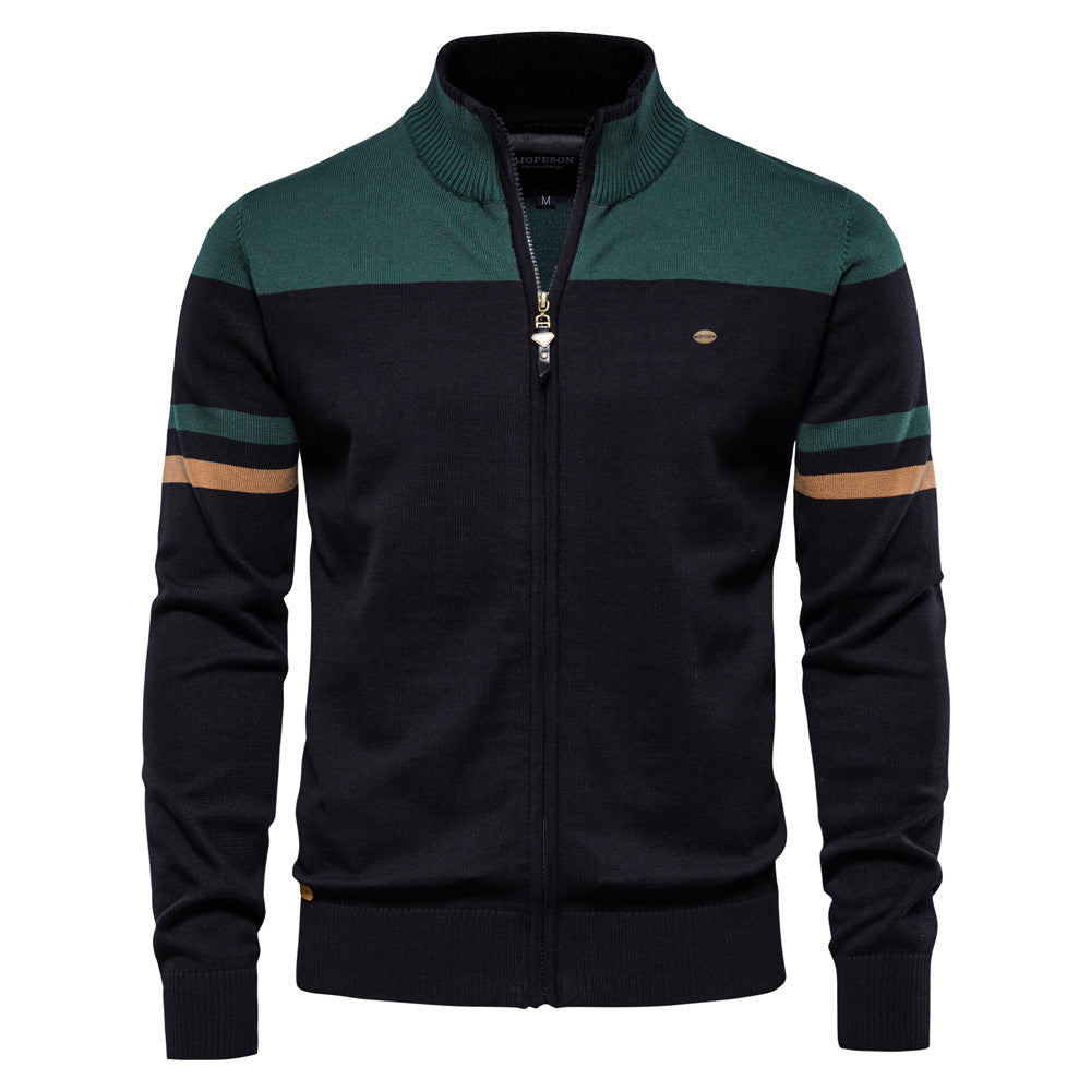 Herren Freizeit Strickjacke mit Stehkragen und durchgehendem Reißverschluss