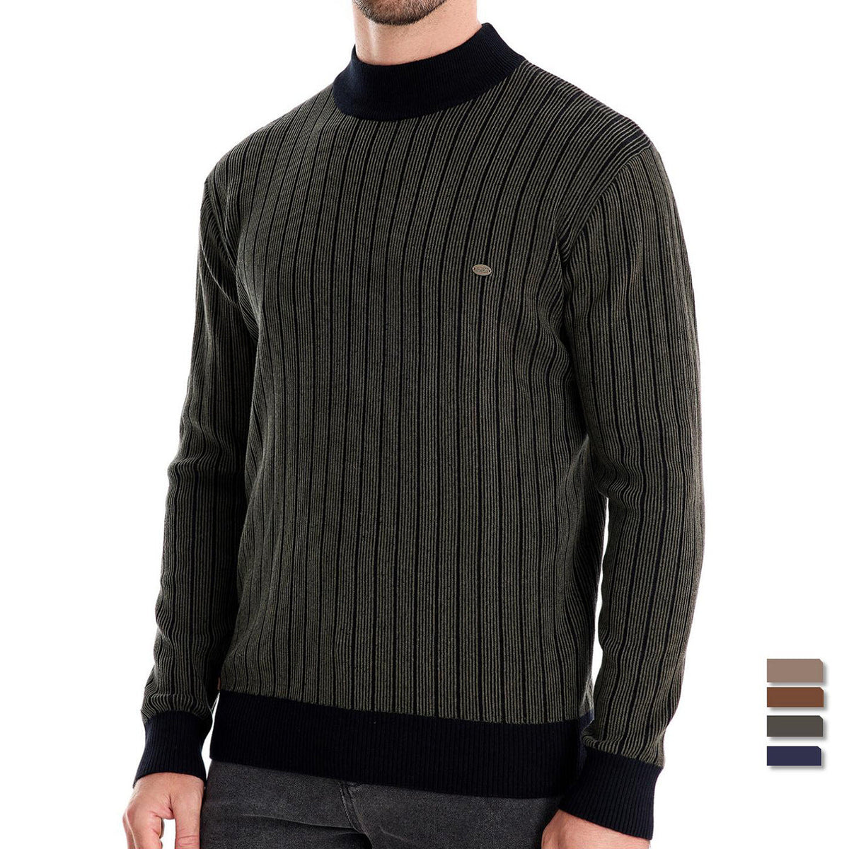Herren Rollkragenpullover mit Streifen