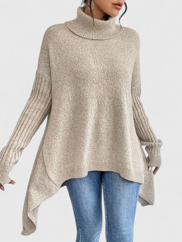 Lässiger Grobstrickpullover mit Rollkragen und überschnittenen Schultern