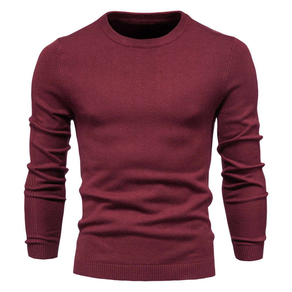 Herren Pullover Einfarbig Warm Schmal Rundhals-Pullover