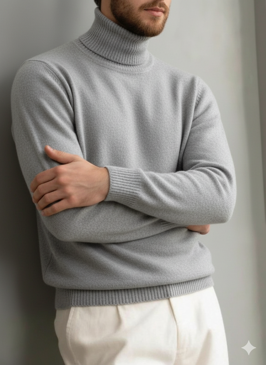 Bequemer strukturierter Rollkragenpullover aus Kaschmir für Herren