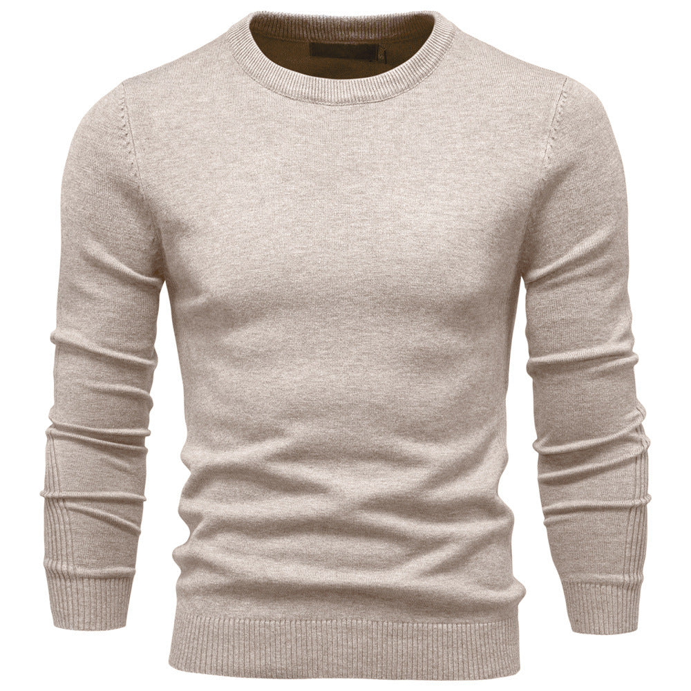Herren Pullover Einfarbig Warm Schmal Rundhals-Pullover