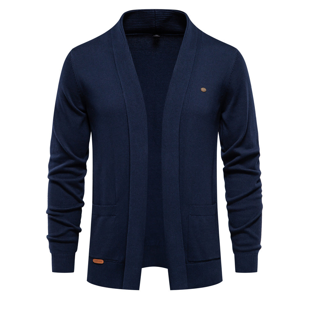 Herren Lässige Strickjacke im Vintage-Stil mit V-Ausschnitt und offener Vorderseite