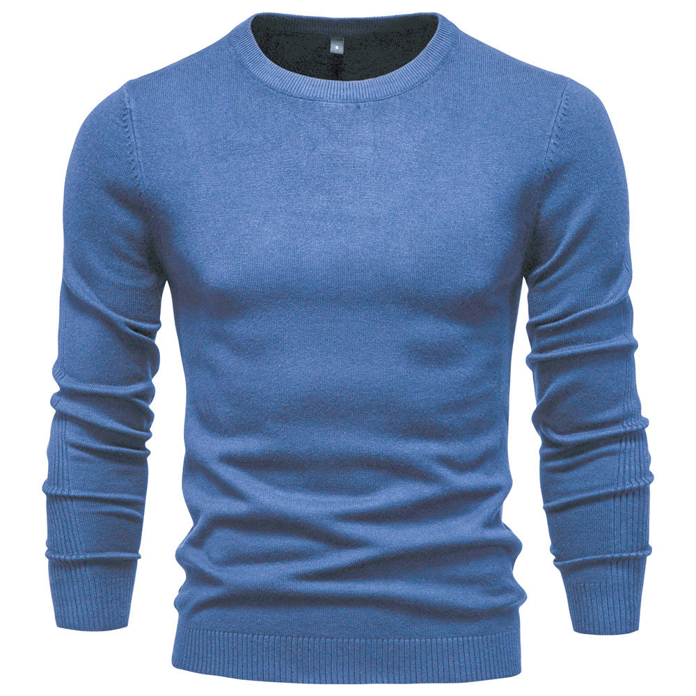 Herren Pullover Einfarbig Warm Schmal Rundhals-Pullover