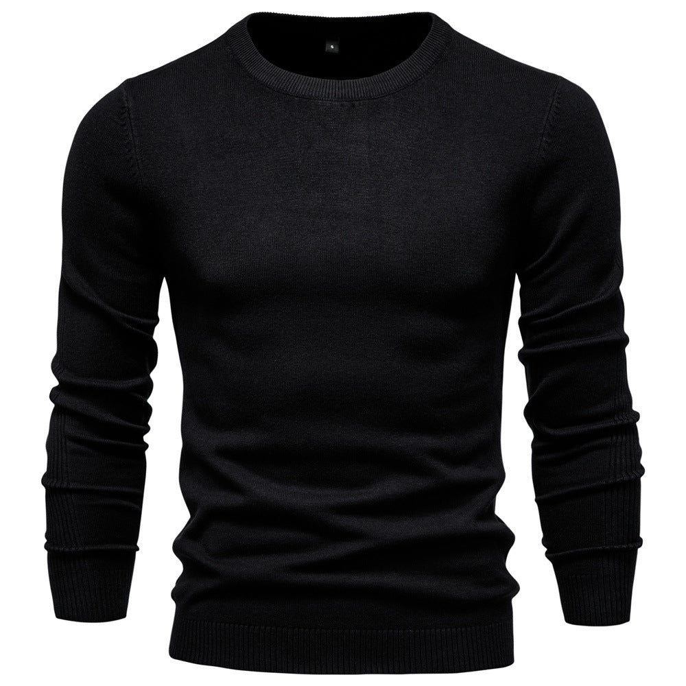 Herren Pullover Einfarbig Warm Schmal Rundhals-Pullover