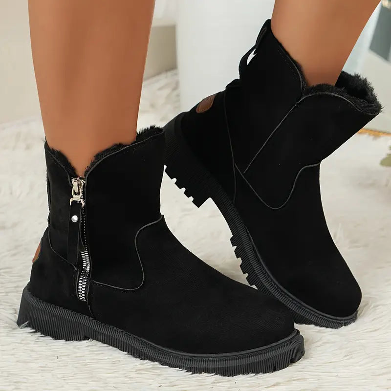Gefütterte Damen-Martinsstiefel mit Reißverschluss