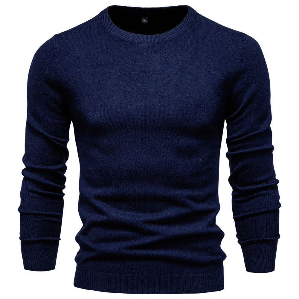 Herren Pullover Einfarbig Warm Schmal Rundhals-Pullover