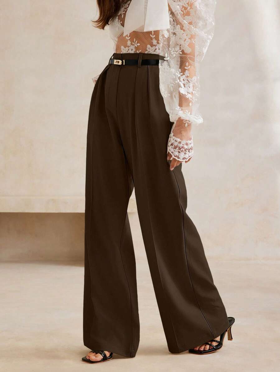 Moderne, stilvolle und schlichte Damen-Anzughose mit weitem Bein