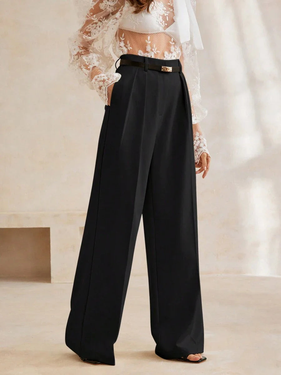 Moderne, stilvolle und schlichte Damen-Anzughose mit weitem Bein