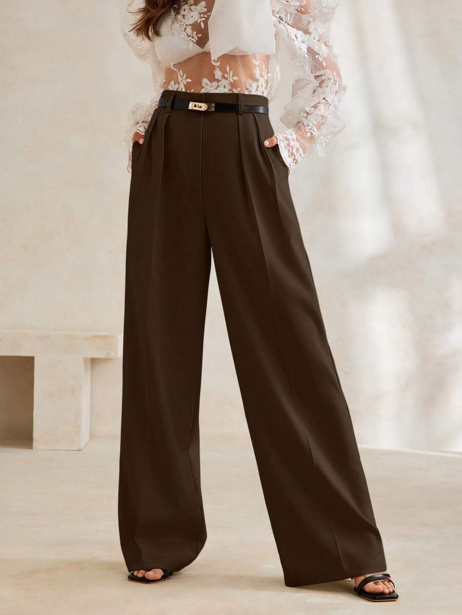 Moderne, stilvolle und schlichte Damen-Anzughose mit weitem Bein