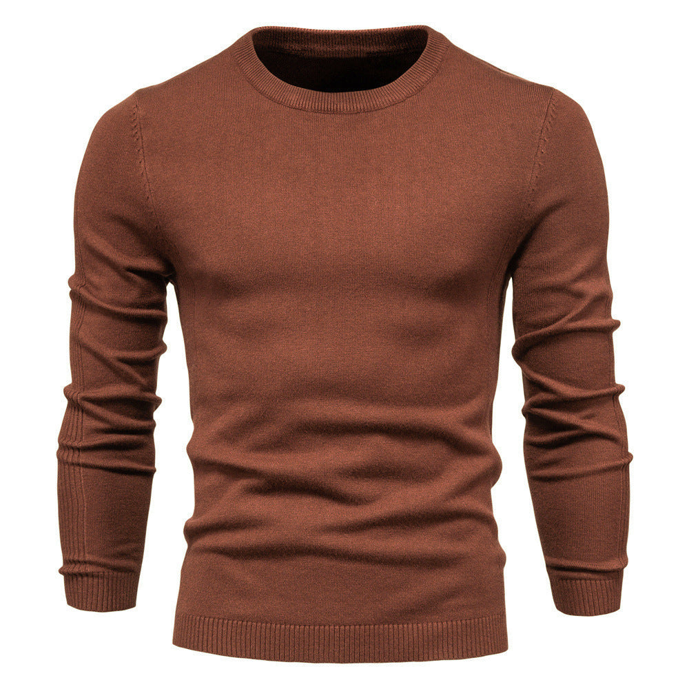 Herren Pullover Einfarbig Warm Schmal Rundhals-Pullover