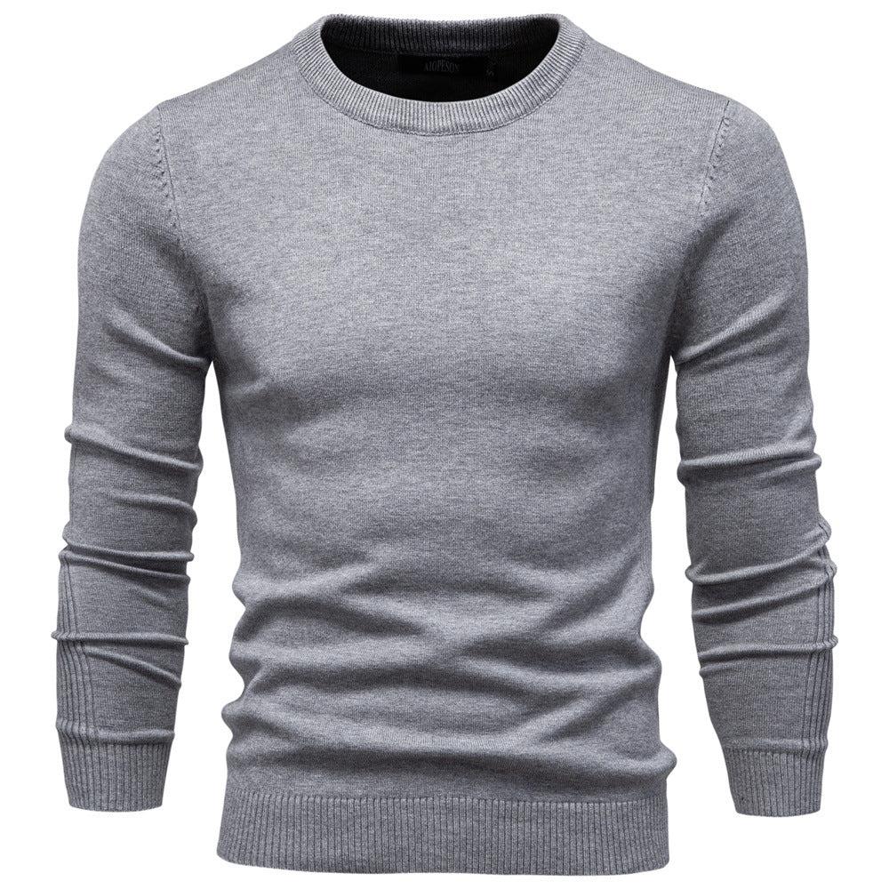 Herren Pullover Einfarbig Warm Schmal Rundhals-Pullover