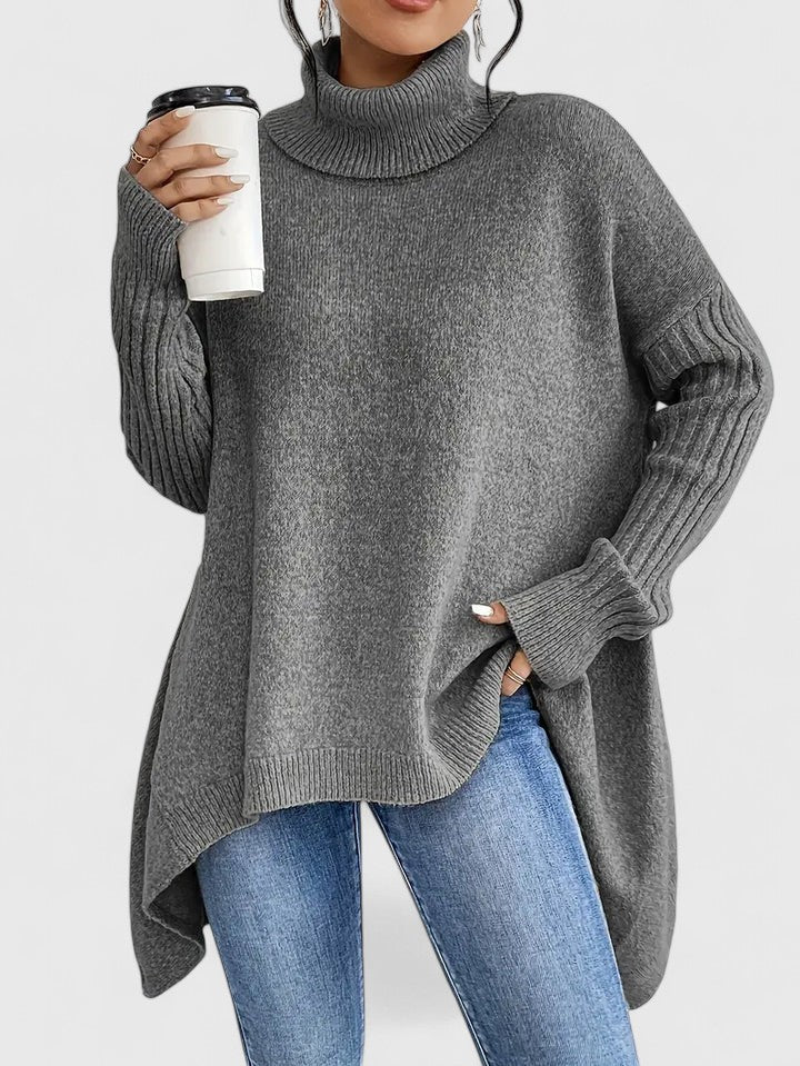 Lässiger Grobstrickpullover mit Rollkragen und überschnittenen Schultern