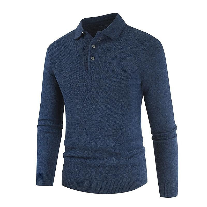 Herren Strickpullover Einfarbig mit Revers