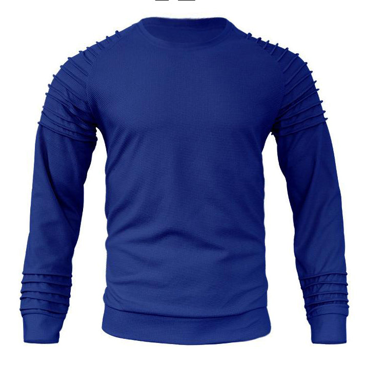 Herren-Sweatshirt mit Waffelmuster, Patchwork, Rundhalsausschnitt und Raglanärmeln