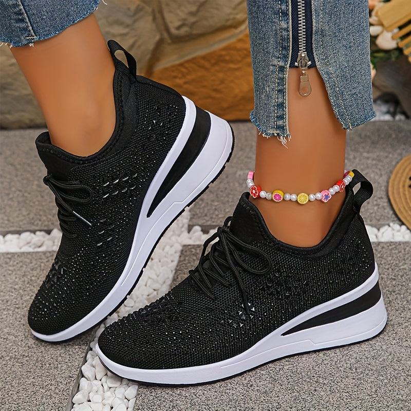 🔥Letzter Tag Aktion 70% RABATT - Legere, atmungsaktive, orthopädische Sneaker für Damen mit Strass-Verzierung