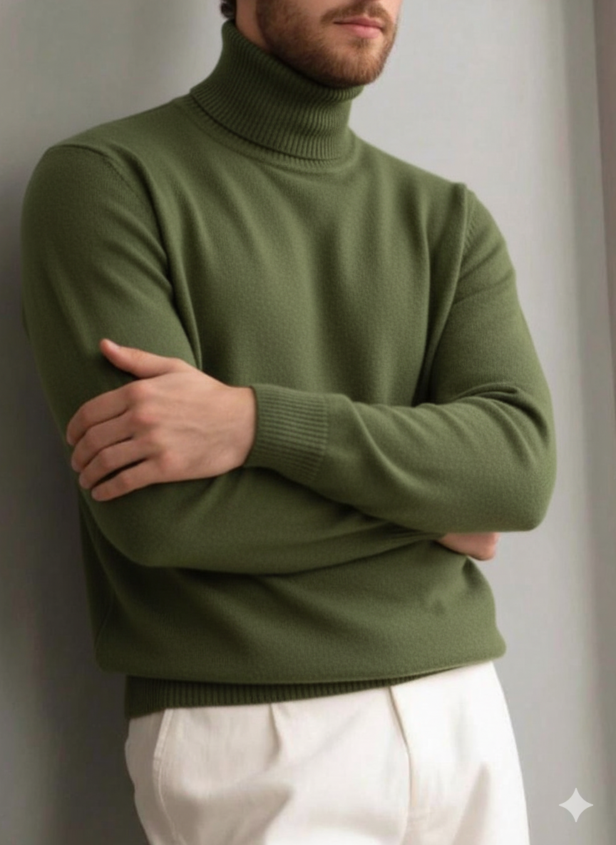 Bequemer strukturierter Rollkragenpullover aus Kaschmir für Herren