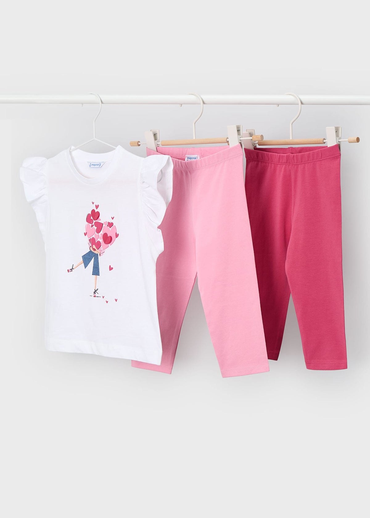 3-piece heart leggings set girl