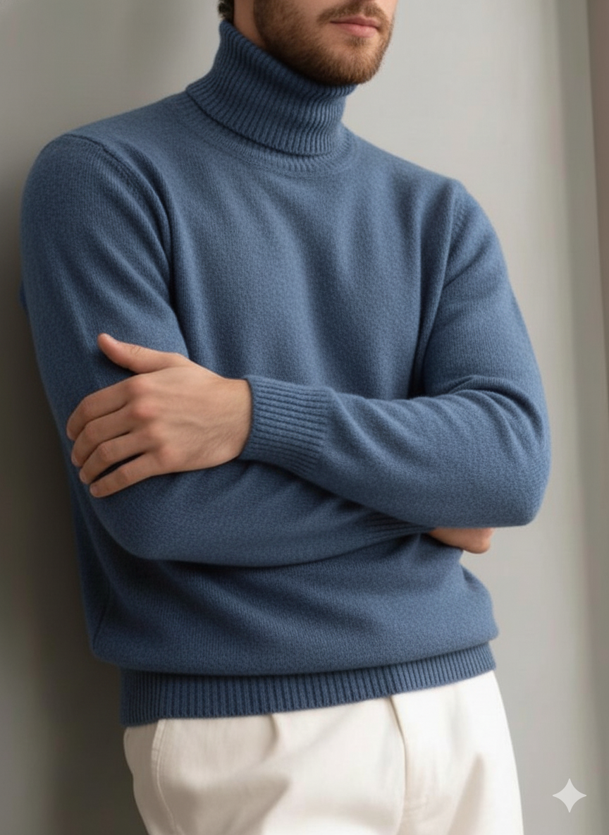 Bequemer strukturierter Rollkragenpullover aus Kaschmir für Herren