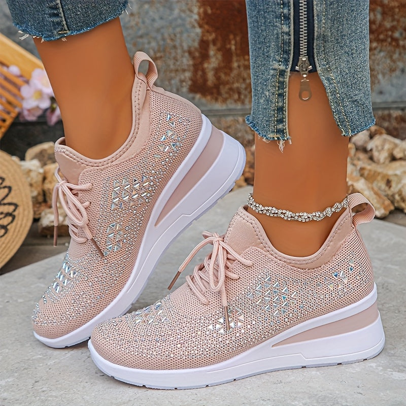 🔥Letzter Tag Aktion 70% RABATT - Legere, atmungsaktive, orthopädische Sneaker für Damen mit Strass-Verzierung