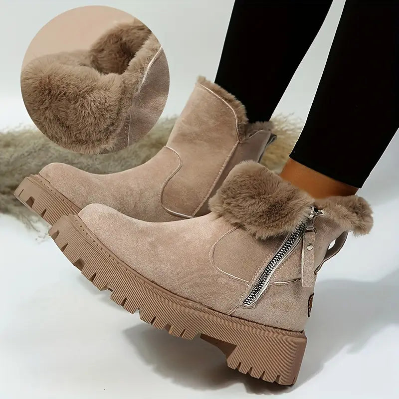 Gefütterte Damen-Martinsstiefel mit Reißverschluss