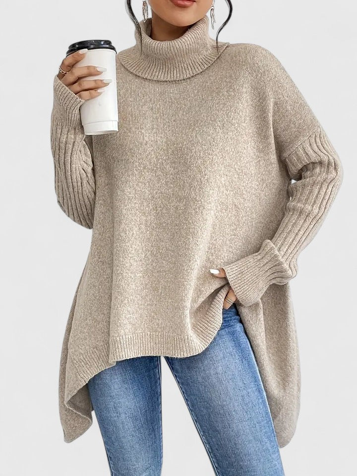 Lässiger Grobstrickpullover mit Rollkragen und überschnittenen Schultern