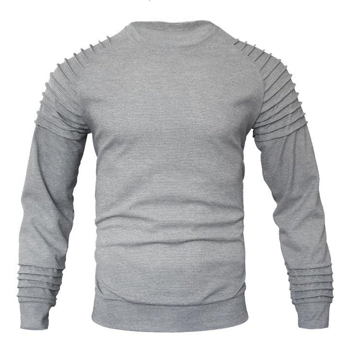 Herren-Sweatshirt mit Waffelmuster, Patchwork, Rundhalsausschnitt und Raglanärmeln