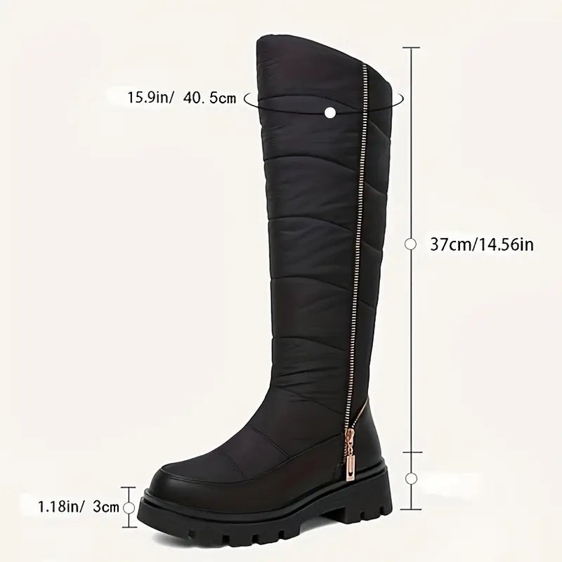 Damen Winter Wasserdichte Stiefel - Dick gefütterte Schneestiefel mit rutschfester Gummisohle