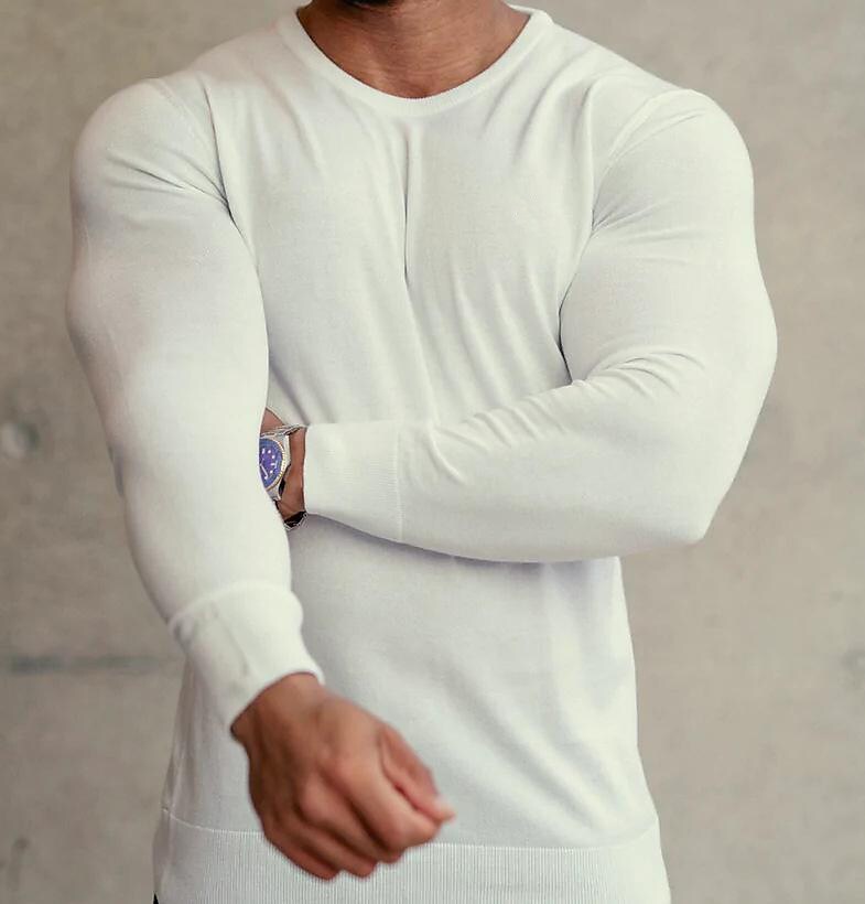 Herren Strickpullover unifarben Rundhals Basic Casual