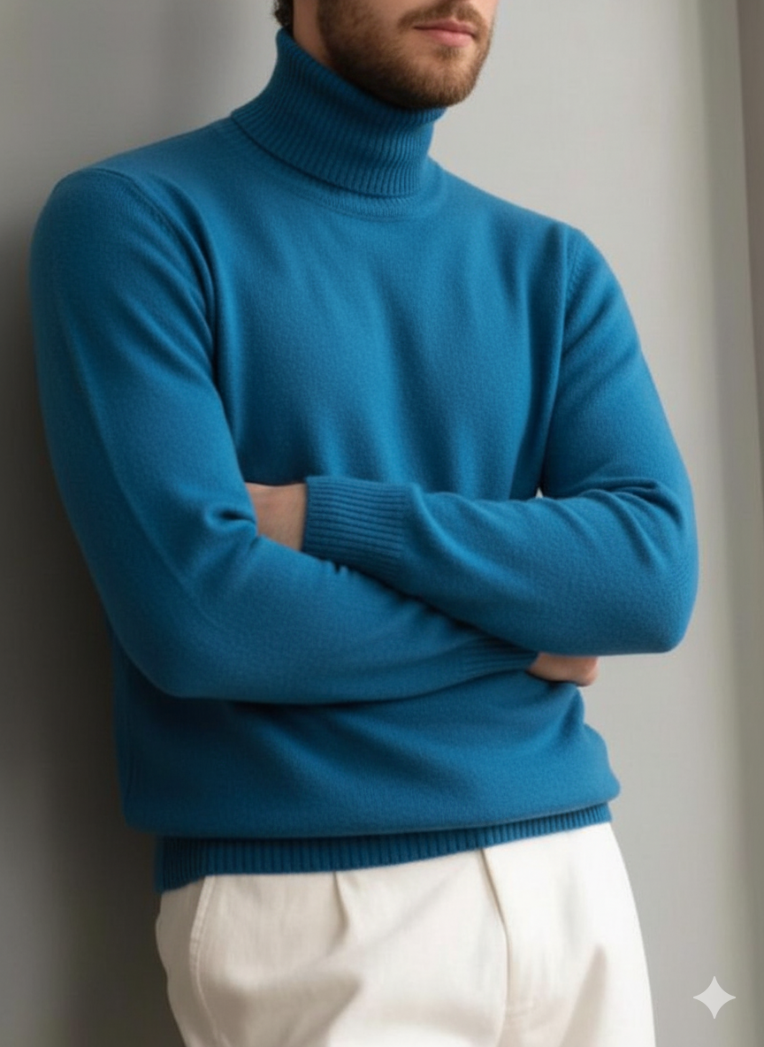 Bequemer strukturierter Rollkragenpullover aus Kaschmir für Herren