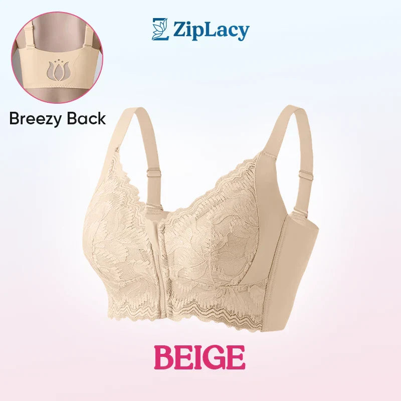 ZipLacy - WEIHNACHTSVERKAUF 70% RABATT - Ultraweicher, kabelloser BH mit Reißverschluss vorne und Lifting-Effekt