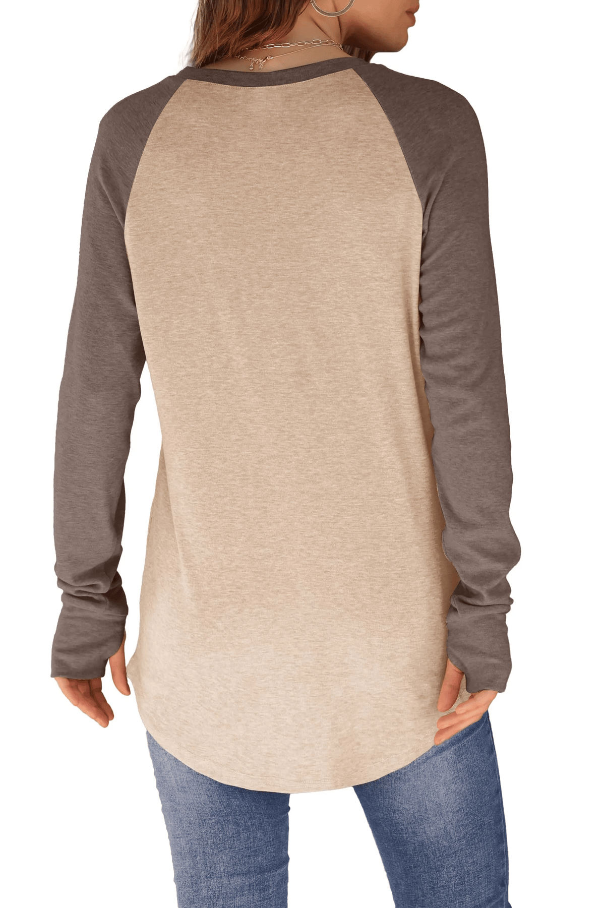 ✨Letzter Tag 69% RABATT✨Damen Langarmshirts mit Daumenloch, Tunika-Oberteile zum Tragen mit Leggings