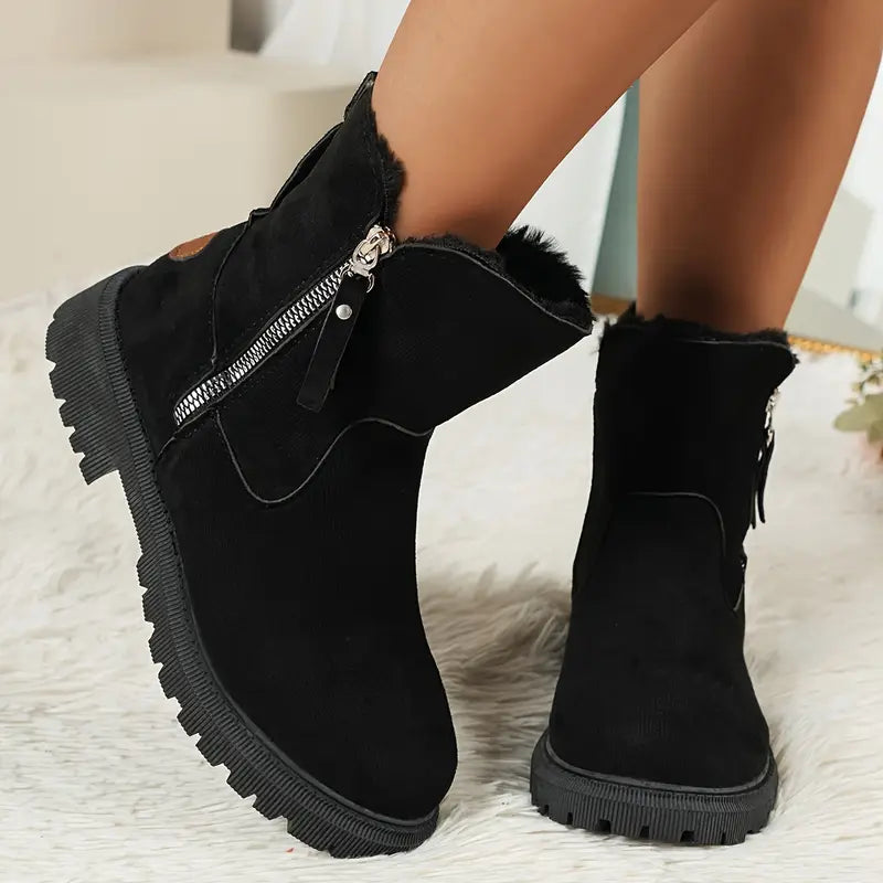 Gefütterte Damen-Martinsstiefel mit Reißverschluss