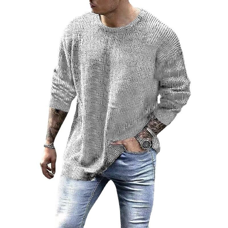 Herren Pullover Strickpullover Rundhals Einfarbig