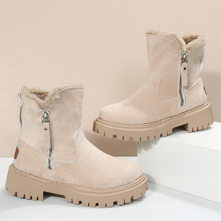 Gefütterte Damen-Martinsstiefel mit Reißverschluss