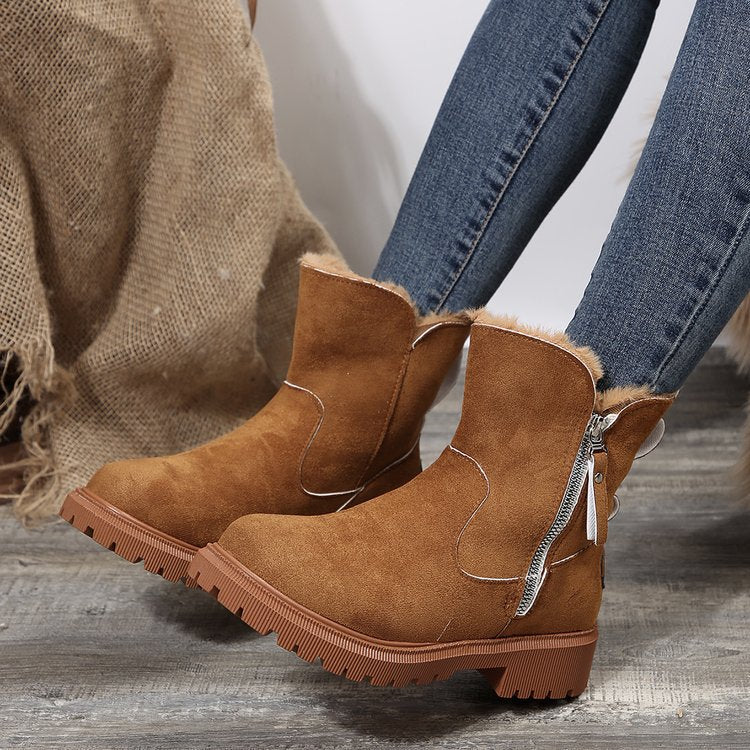 Gefütterte Damen-Martinsstiefel mit Reißverschluss